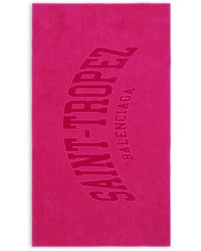 Balenciaga Slogan-print Beach Towel - Pink