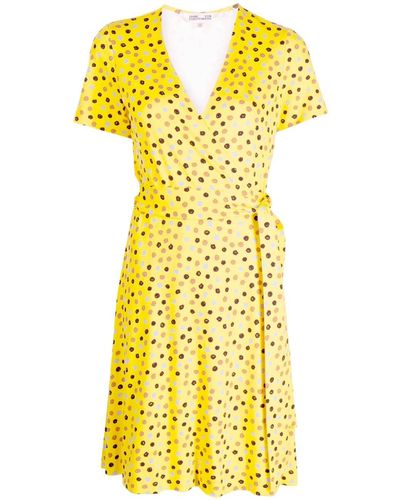 Diane von Furstenberg Mini-jurk Met Print - Geel