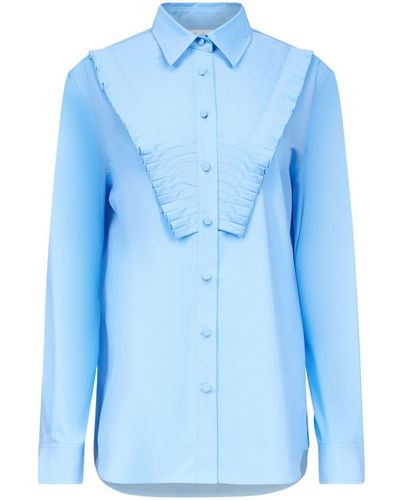 Area Camisa con pechera plisada - Azul