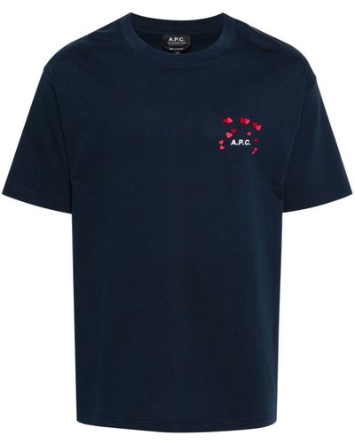 A.P.C. Logo-print Cotton T-shirt - Blue