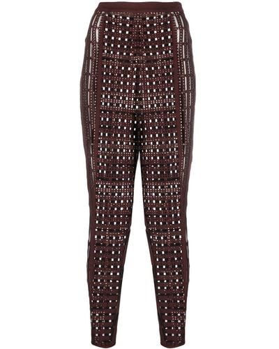 Genny Rhinestone-embellished Knitted leggings - Brown