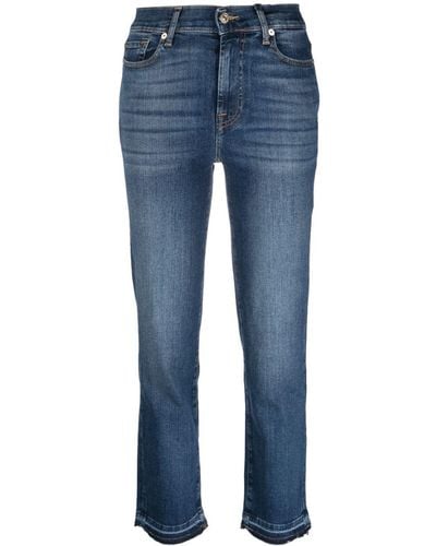 7 For All Mankind Straight-leg Cropped Jeans - Blue