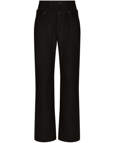 Dolce & Gabbana Pantalones anchos con parche del logo - Negro