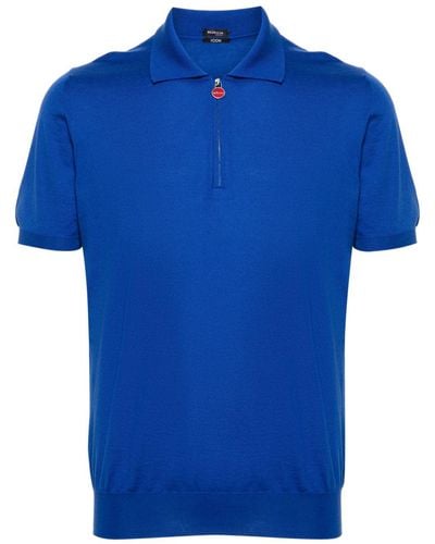 Kiton Zip-up Cotton Polo Shirt - Blue