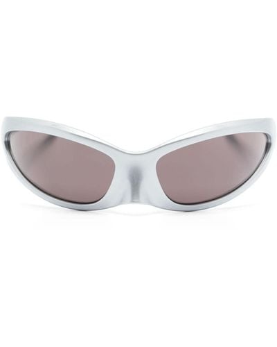 Balenciaga Skin Cat Oval-frame Sunglasses - Gray