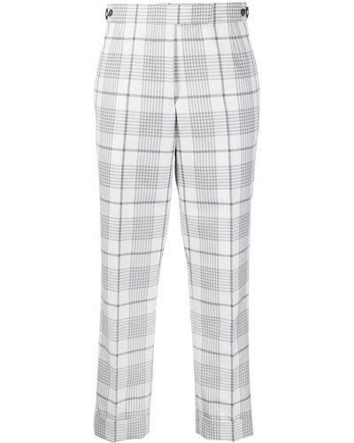 Thom Browne Check-pattern Cropped Pants - White