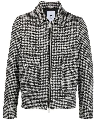 PT Torino Check-pattern Zip-up Jacket - Gray