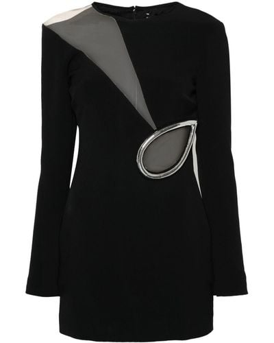 David Koma Mesh-panelled Mini Dress - Black