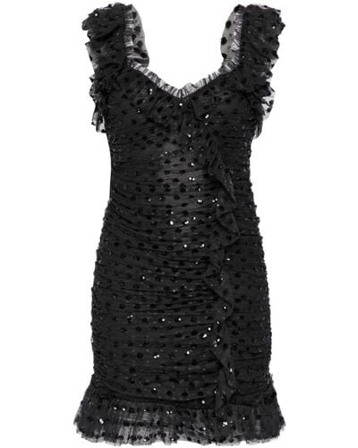 Needle & Thread Dotty Ruched Minidress - Black