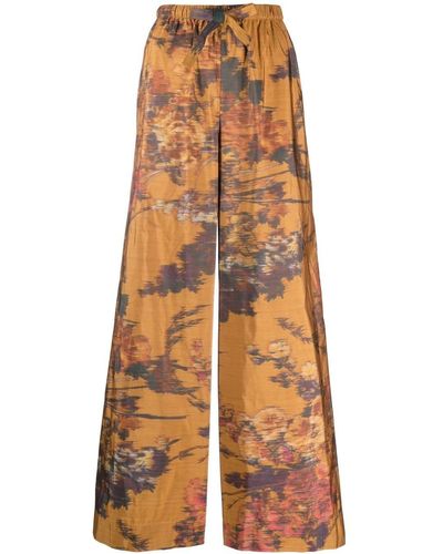 Ulla Johnson Floral-print Wide-leg Trousers - Orange