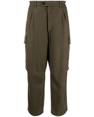 Mackintosh Cropped Wool Cargo Pants - Green