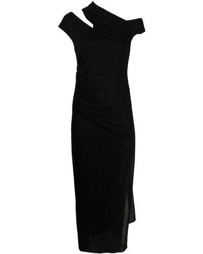 Helmut Lang Asymmetric Jersey Midi-dress - Black