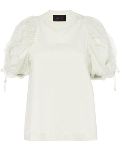 Simone Rocha Tulle-insert Cotton T-shirt - White