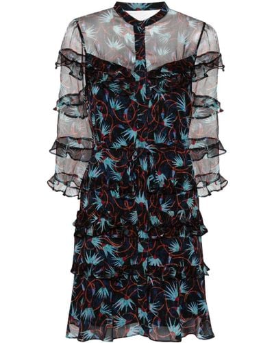 Saloni Mini-jurk Met Abstracte Print - Zwart