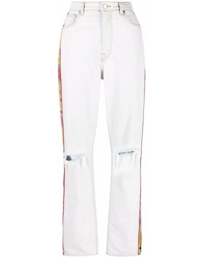 Etro Embroidered-trim Straight-leg Jeans - White