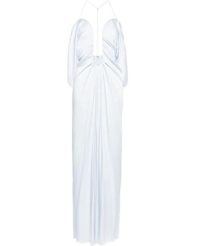 Victoria Beckham Draped Crepe Satin Maxi Dress - White
