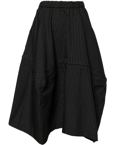Comme des Garçons Voluminous Pinstriped Midi Skirt - Black