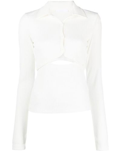 Helmut Lang Cut-out Knitted Top - White