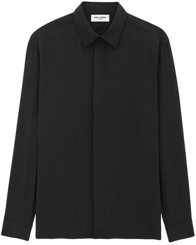 Saint Laurent Piqué Silk Shirt - Black
