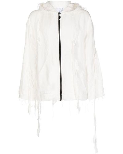 Natasha Zinko Distressed Zip-fastening Hoodie - White