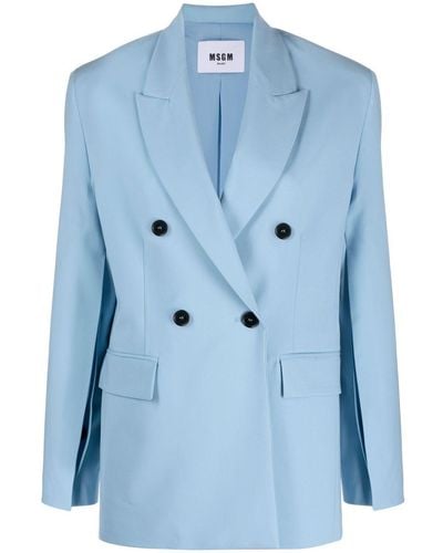MSGM Double-breasted Tailored Blazer - Blue