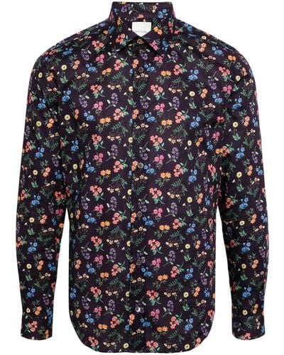 Paul Smith Overhemd Met Bloemenprint Van Biologisch Katoen - Blauw