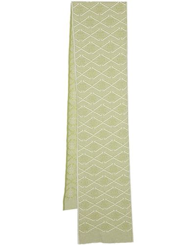 Barrie Monogram Cashmere- Lambs Wool Blend Scarf - Green