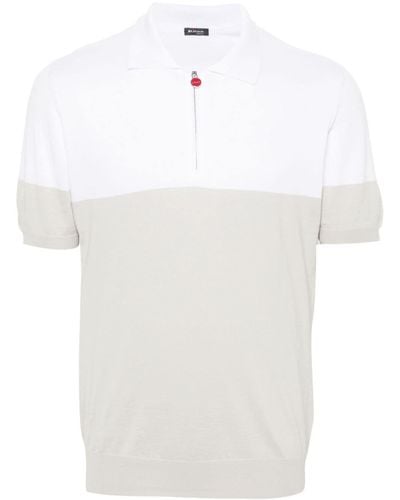 Kiton Fine-ribbed Two-tone Polo Shirt - White