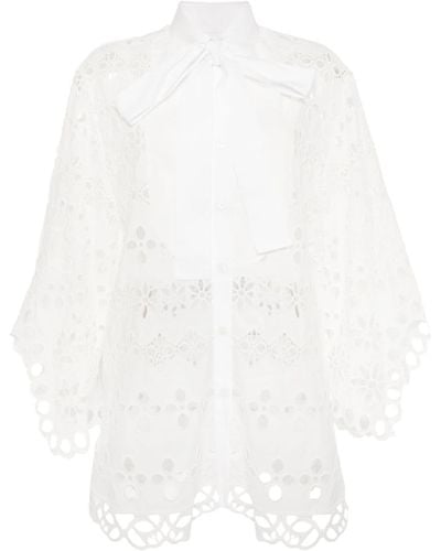 Elie Saab Lace Embroidered Cotton Shirt - White