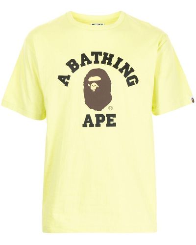 A Bathing Ape Logo-print Cotton T-shirt - Yellow