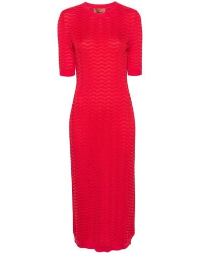 Missoni Zigzag-woven Midi Dress - Red