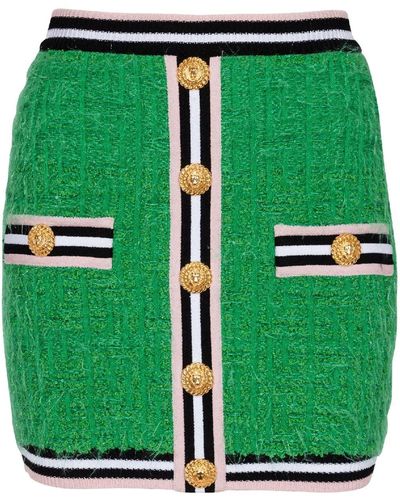 Balmain Monogram Knit Mini Skirt - Green