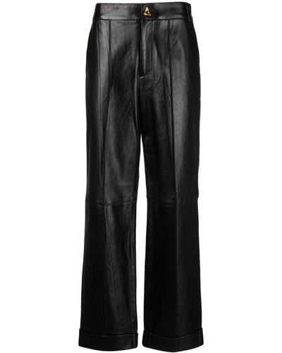 Aeron Cropped-Hose aus Leder - Schwarz