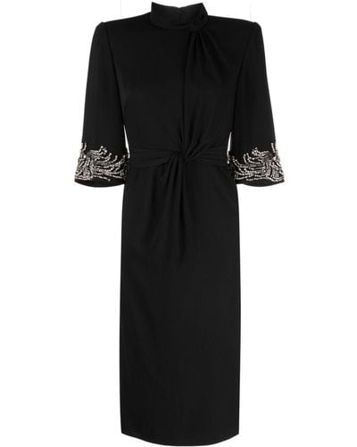 Jenny Packham Lily Crystal-embellished Midi Dress - Black