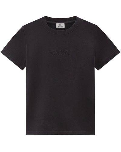 Woolrich Logo-embroidered Cotton T-shirt - Black