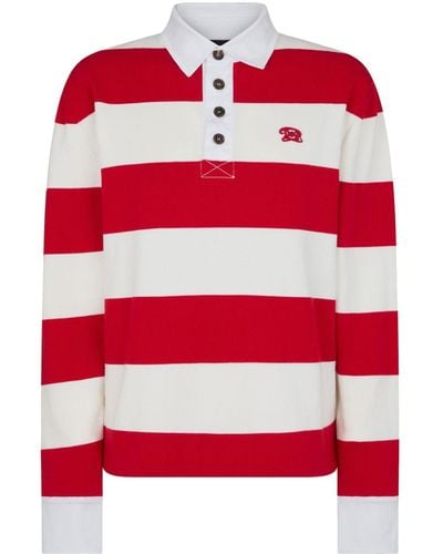 DSquared² Striped Cotton Rugby Polo Shirt - Red