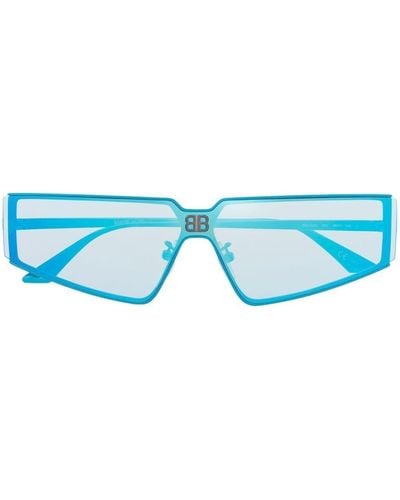 Balenciaga Mirrored Geometric-frame Sunglasses - Blue