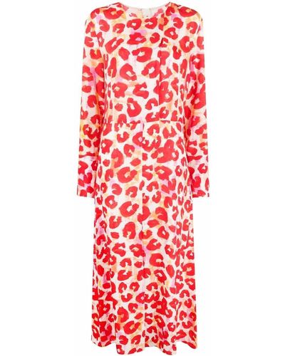 Marni Leopard Print Ankle-length Dress - Red