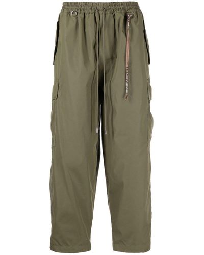 Mastermind Japan Pantalon en coton mélangé à poches cargo - Vert