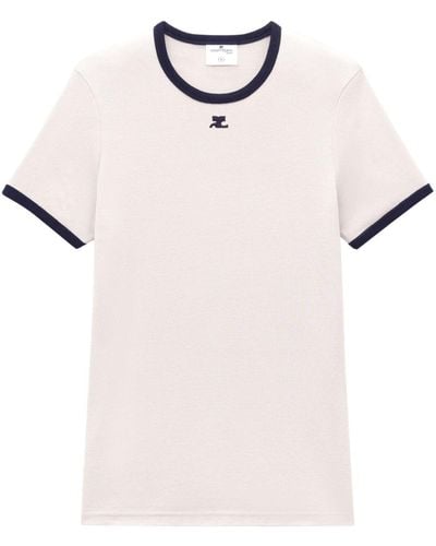 Courreges T-Shirt mit Kontrastrand - Weiß