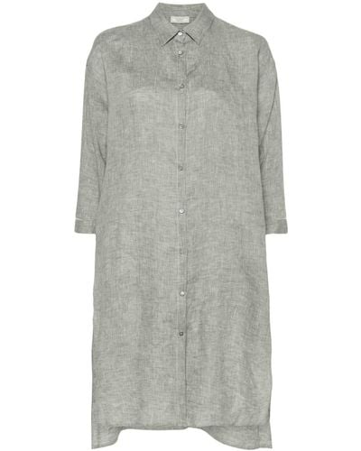 Peserico Bead-detail Linen Shirt - Gray