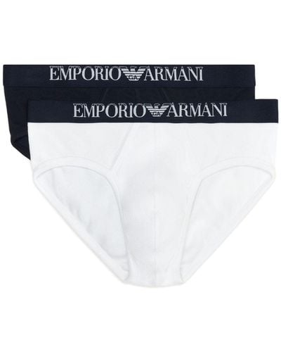 Emporio Armani Twee Boxershorts Met Logoband - Wit