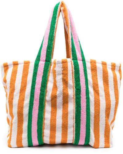 Sunnei Striped Towelling-finish Beach Bag - Orange