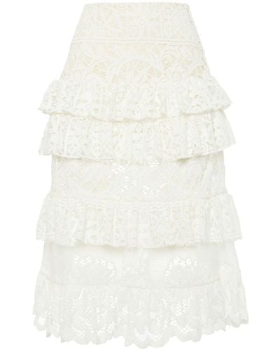 La DoubleJ Footloose Lace Midi Skirt - White