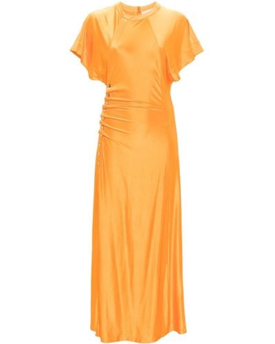 Rabanne Gathered short-sleeved maxi dres - Arancione
