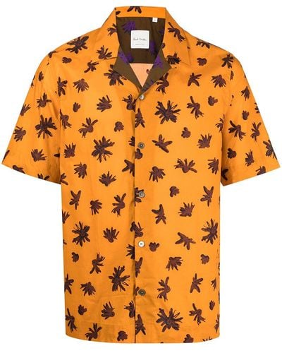 Paul Smith Overhemd Met Bloemenprint - Oranje
