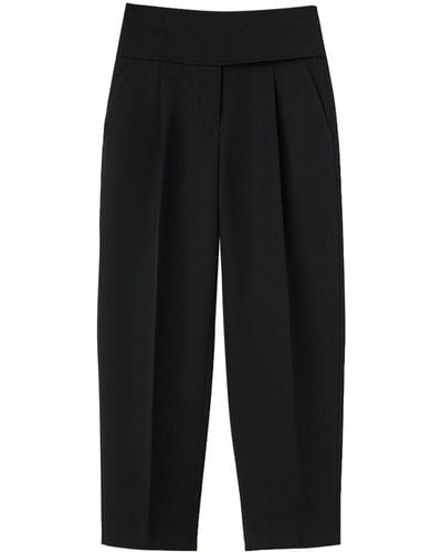 Jil Sander Belted Wool Cropped Pants - Black