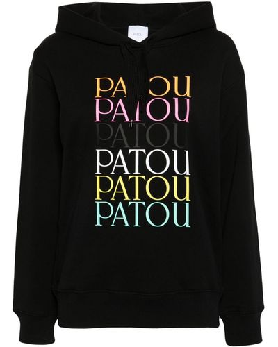 Patou Logo-print Cotton Hoodie - Black