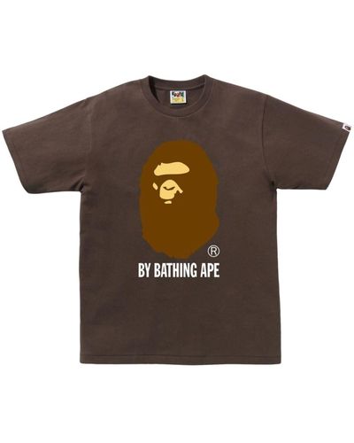 A Bathing Ape T-shirt en coton à logo imprimé - Marron