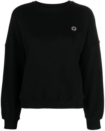 Twin Set Sweatshirt mit Logo-Schild - Schwarz